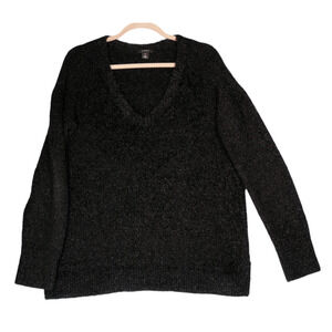 Halogen Sweater Womens M Black Fuzzy Shimmer Oversized Soft Girl Romantic